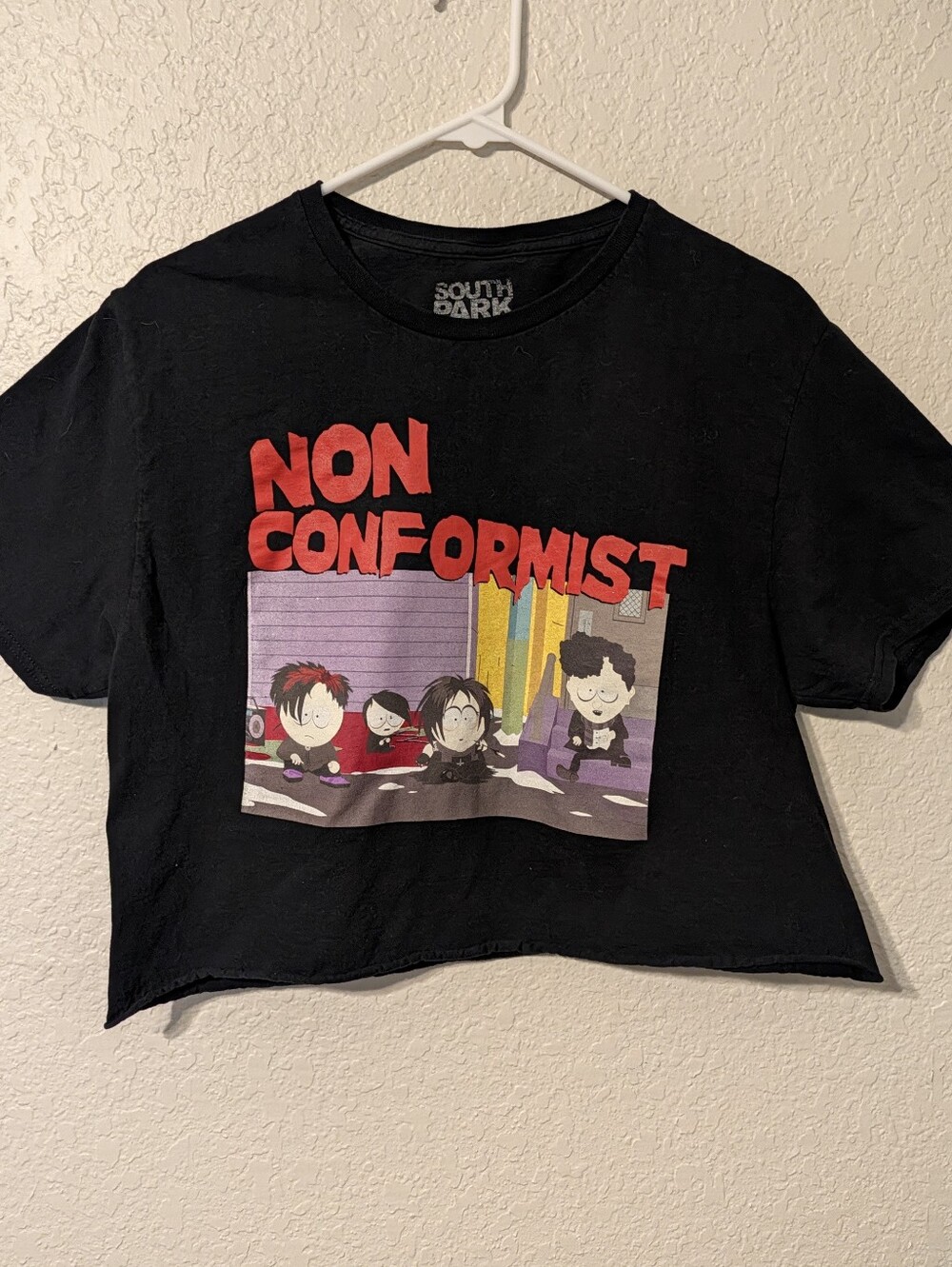 South Park Goth Kids Non-Conformist Black Cropped T-shirt, Size L